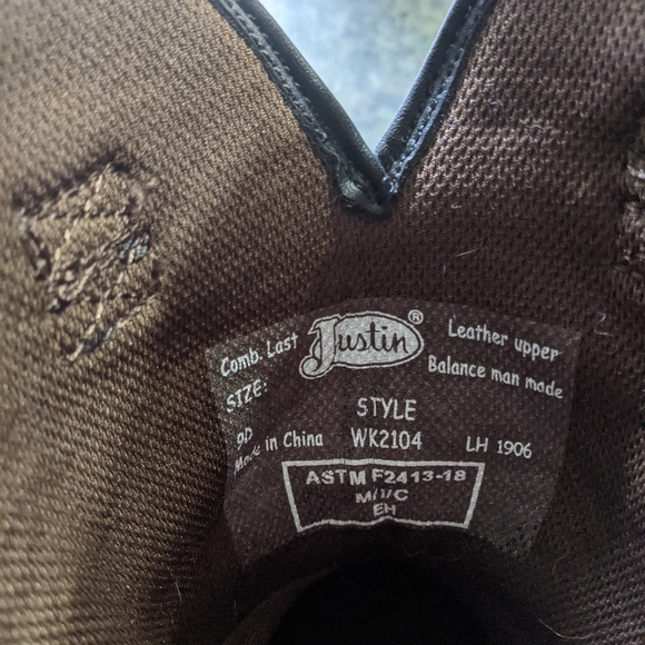 Mens justin steel toe work boots - Picture 5 of 5